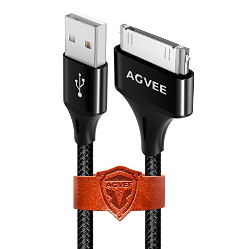 AGVEE Unbreakable Nylon Braided [3 Pack 3ft 6ft 10ft] 30 Pin Heavy Duty Fast Charger Cable, Slim Metal Shell End Case Friendly Charging Data Sync Cord for Phone 4/4S, Pad 1/2/3, Black