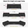 Elephance Dual Monitor Stand Riser with Adjustable Length and Angle, Bamboo Computer Riser with 2 Extra Drawers, Desk Organizer for Laptop, Computer