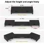 Elephance Dual Monitor Stand Riser with Adjustable Length and Angle, Bamboo Computer Riser with 2 Extra Drawers, Desk Organizer for Laptop, Computer