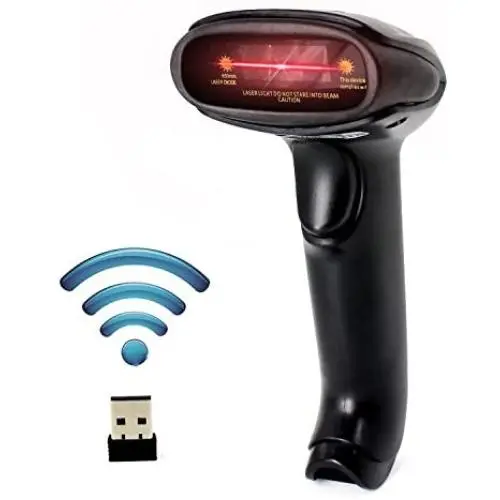 USB Wireless Barcode Scanner,Symcode Handheld Laser Barcode Reader (2.4GHz Wireless & USB2.0 Wired) Rechargeable Cordless 1D Barcode Scanner Bar Code Reader Wireless