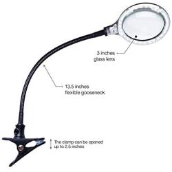 Brightech LightView Flex Magnifier with Bright LED Light & Sturdy Clamp - Magnifying Glass Lamp for Comfort & Ease of Use - Enjoy Reading, Crafts, Painting, Sewing, Jigsaw Puzzles, Cross Stitch