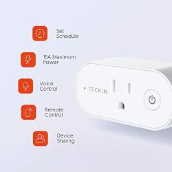 Smart Plugs That Work with Alexa, TECKIN 15A Alexa Smart Plugs with Remote Control, Schedule and Timer Function, FCC ETL Certification, No hub Require, 4 Pack
