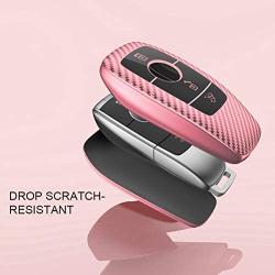 ELOHEI for Mercedes Benz Key Fob Cover, Premium Soft TPU Stripes 360 Degree Full Protection Key Case Cover for Mercedes Benz E Class, 2018 up S Class, 2017 2018 W213 Keyless Smart Key Fob (Pink)