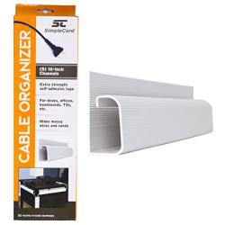 J Channel Desk Cable Organizer by SimpleCord – 5 White Raceway Channels - Cord Cover Management Kit for Desks, Offices, and Kitchens