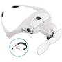 BIJIA Head Magnifier-USB Rechargeable LED Illuminated Head Mount Magnifying Glass with Headband,2 LED Light,5 Interchangeable Lens for Jewelry Loupe,Crafts,Electronics Repair,Hobby,Eyelash Extension