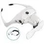 BIJIA Head Magnifier-USB Rechargeable LED Illuminated Head Mount Magnifying Glass with Headband,2 LED Light,5 Interchangeable Lens for Jewelry Loupe,Crafts,Electronics Repair,Hobby,Eyelash Extension