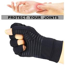 2 Pairs Arthritis Gloves,Copper Compression Arthritis Gloves,Fingerless Hand Gloves for Women and Men,Carpal Tunnel, RSI Osteoarthritis,Computer Typing, and Everyday Support (Black, Small)