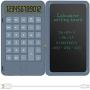 LLY-Young Rechargeable Calculator Notepad Basic Calculator with 6.5 Inch Erasable LCD Writing Tablet for Daily Basic Office (Grey)