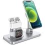 wegoodsun for Stand for Magsafe Charger,Apple Watch/AirPods Pro iPhone 12/12 Pro/12 Pro Max Charging Station for Multiple Devices Products Holder Desk Dock Base Mount(Not Included MagSafe)(Silver)