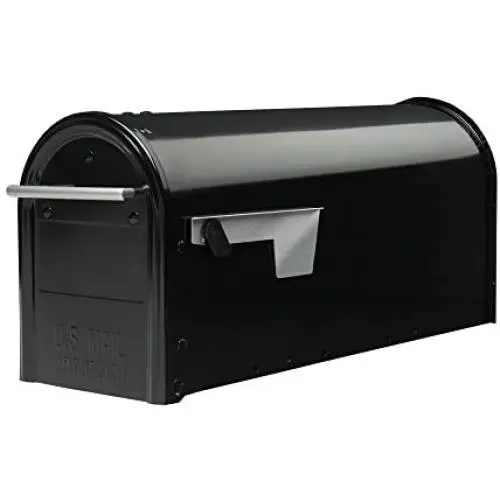 Gibraltar Mailboxes Franklin Medium Capacity Galvanized Steel Black, Post-Mount Mailbox, FM110B00
