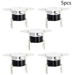Fielect 5Pcs KSD301 Thermostat 130ｰC/266ｰF N.C Snap Disc Limit Control Switch Microwave Thermostat Thermal Switch Silver Tone Bent Feet