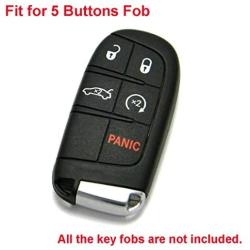 EXUNTECH 2Pcs 5 Buttons Silicone Smart Key Fob Skin Cover Case Protector Keyless Jacket Remote Holder for Jeep Grand Cherokee Dodge Challenger Charger Dart Durango Journey Chrysler 300,Black Pink