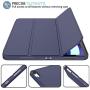 iMieet Case for New iPad Air 4th Generation 10.9 Inch 2020 with Pencil Holder [Support Touch ID and iPad 2nd Pencil Charging/Pair], Trifold Stand Smart Case with Soft TPU Back,(Dark Blue)