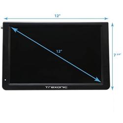 Trexonic Ultra Lightweight Rechargeable 12'' LED TV With HDMI, SD, MMC, USB, VGA, Headphone Jack, AV Inputs and Output And Built-in Digital Tuner