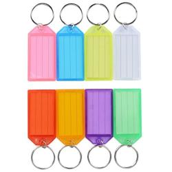 Uniclife 20 Pack Tough Plastic Key Tags with Split Ring Label Window, Assorted Colors