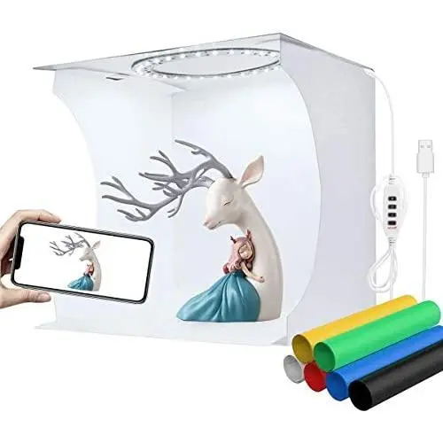 YOTTO Photo Studio Light Box,Photo Shooting Tent kit,Portable Folding Home Photography Light Tent kit with White/Warm/Soft Lighting + 6 Color Backgrounds for Jewellery,Accessories,Toys and Small Items