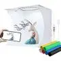 YOTTO Photo Studio Light Box,Photo Shooting Tent kit,Portable Folding Home Photography Light Tent kit with White/Warm/Soft Lighting + 6 Color Backgrounds for Jewellery,Accessories,Toys and Small Items