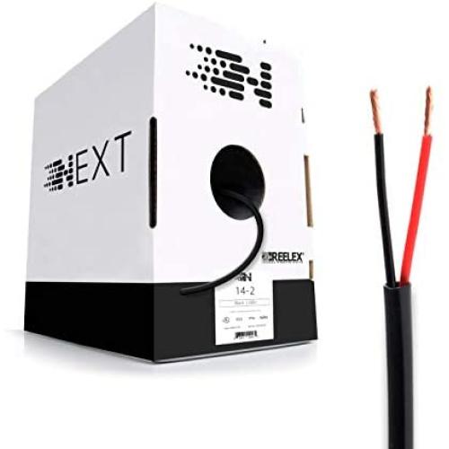Next 14/2 Speaker Wire - 14 AWG/Gauge 2 Conductor - UL Listed In Wall (CL2/CL3) and Outdoor/In Ground (Direct Burial) Rated - Oxygen-Free Copper (OFC) - 500 Foot Bulk Cable Pull Box - Black