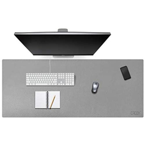 Cacoy 51.2x23.6inch Desk Pad Blotter Waterproof PU Leather Desk Mat Protector Super Large Perfect Desk Writing Mat for Office and Home - Grey (130x60cm)