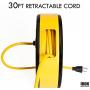 30Ft Retractable Extension Cord Reel with Breaker Switch & 3 Electrical Power Outlets - 16/3 SJTW Durable Yellow Cable - Perfect for Hanging from Your Garage Ceiling