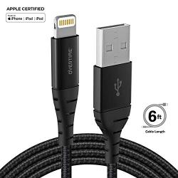 iPhone Charger 6ft (2-Pack), Apple MFi Certified Lightning Cable, Braided Nylon High-Speed iPhone Cable for iPhone 11/11 Pro/11 Pro Max/X/XS/XR/XS Max/8/7/6/5S/SE, AirPods/Pro, iPad Mini/Air - Black