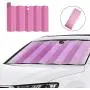 HUILI Windshield Shade, Foldable Car Sun Shade for Windshield 59x31.5 inch (150x80 cm) UV Blocking, Car Window Shade for Pickups, Trucks, SUVs, Shiny Pink