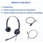 2.5mm Telephone Headset with Noise Canceling Mic for Panasonic, Including 3.5mm Connector for Cell Phone PC Laptop, CallCenter Office Headset for Cisco Vtech Undiden Cordless DECT for Polycom