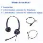 2.5mm Telephone Headset with Noise Canceling Mic for Panasonic, Including 3.5mm Connector for Cell Phone PC Laptop, CallCenter Office Headset for Cisco Vtech Undiden Cordless DECT for Polycom