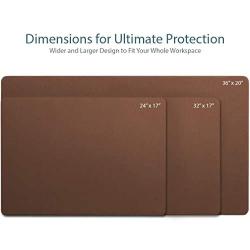 Leather Desk Pad 24'' x 17'', Vine Creations Office Desk Mat Waterproof Brown/Dark Gray, Smooth PU Leather Mouse Pad and Writing Surface, Top of Desks Protector, Dual-Sided Blotter Decor