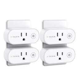Smart Plugs That Work with Alexa, TECKIN 15A Alexa Smart Plugs with Remote Control, Schedule and Timer Function, FCC ETL Certification, No hub Require, 4 Pack