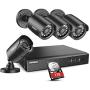 ANNKE 8CH H.265+ 5MP Lite Surveillance Camera System with 4pcs 1920TVL Wired CCTV Cameras, IP66 Weatherproof for Indoor Outdoor use, Motion Alert Remote Access, 1TB Hard Drive Included-Y200