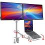 Height Adjustable 3 in 1 Laptop Monitor Stand Compatible with 13 to 17.3 inch Laptop, Hold 2 Monitors 11 to 27 inch with Vesa, Monitor Desk Stand arm Riser Mount Stand Workstation (Silver)