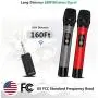 Wireless Microphone, UHF Wireless Dual Handheld Dynamic Mic System Set with Rechargeable Receiver, 160ft Range, 6.35mm(1/4) Plug, for Karaoke, Voice Amplifier, PA System, Singing Machine, Church
