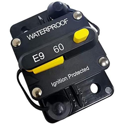 (60）Amp Circuit Protector Hi-Amp Type Circuit Breaker with Manual Reset，12V- 48VDC, Water Resistant (60A)