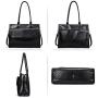 Briefcase for Women Oil Wax Leather Vintage 15.6 Inch Laptop Business Shoulder Bag Black