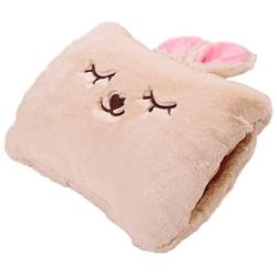 Milkycat Cute Hot Water Bottle with Cover，Portable Rechargeable Electric Hot Water Bag，Plush Bunny Hand Warmer（Winter Expressive Gift，Beige Rabbit）