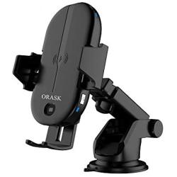 ORASK Qi Certified Fast Charging Mount Car Wireless Charger Mount Adjustable Windshield Dashboard Air Vent Phone Holder 7.5W 10W 15W for iPhone Samsung LG Nexus Motor HTC Nokia Huawei Android Phone