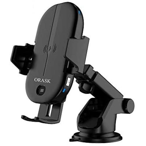 ORASK Qi Certified Fast Charging Mount Car Wireless Charger Mount Adjustable Windshield Dashboard Air Vent Phone Holder 7.5W 10W 15W for iPhone Samsung LG Nexus Motor HTC Nokia Huawei Android Phone
