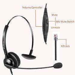 Beebang 2.5mm Cordless Phone Headset, Telephone Headset with Noise Canceling Mic Work for AT&T Panasonic Cisco Grandstream Polycom Vtech Uniden and Wireless Dect Phones
