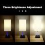 COZOO 3 Way Dimmable Touch Bedside Table Lamp with 3 USB Charging Ports and 2 Outlets Power Strip,Black Charger Base with White Fabric Shade,LED Light for Bedroom/Nightstand/Living Room