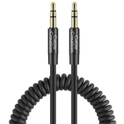 CableCreation 1-4 FT Coiled 3.5mm Audio Cable, 3.5mm Aux Cable Compatible with iPhones, iPads, Samsung and Other 3.5mm DC Plug Port Device, Black
