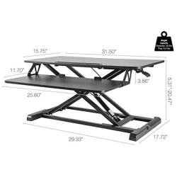 TechOrbits Standing Desk - Stand Up Desk Converter and Monitor Riser - Height Adjustable Sit Stand Tabletop Workstation