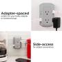 GE UltraPro 6-Outlet Surge Protector Adapter Spaced, 3-Prong Power Strip Wall Tap, Charging Station, Side Access, Gray, 47823