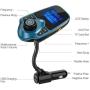 Nulaxy Bluetooth Car FM Transmitter Audio Adapter Receiver Wireless Handsfree Voltmeter Car Kit TF Card AUX 1.44 Display – KM18 Peacock Blue　