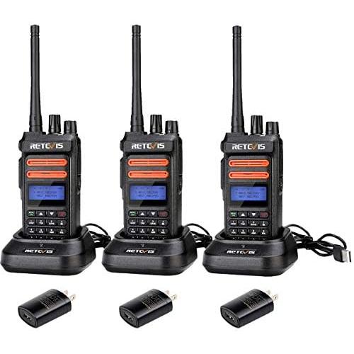 Retevis RT76P Rechargeable Walkie Talkies for Adults,Long Range Rugged Two Way Radio, 30 Channels VOX Radio,for Outdoor Camping Hunting(3 Pack)