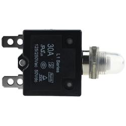 IZTOSS 5PCS 30Amp Circuit Breakers with manual reset Waterproof Button transparent Cover DC50V AC125-250V with Quick Connect Terminals