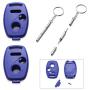 Cutting Not Required - 2 Replacement Key Fob Keyless Entry Remote Shell Case for Honda Civic/Accord/CR-V/Fit/Odyssey/Pilot/Ridgeline/CR-Z Car Key Fob Cover (2+1 Button, 2pc Blue)