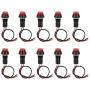 Round Red Cap On Off Switch 12V 250V 3A, 10PCs Mini Self Locking SPST Tactile On Off Push Button Switch with Lead DIY Electronics Accessories
