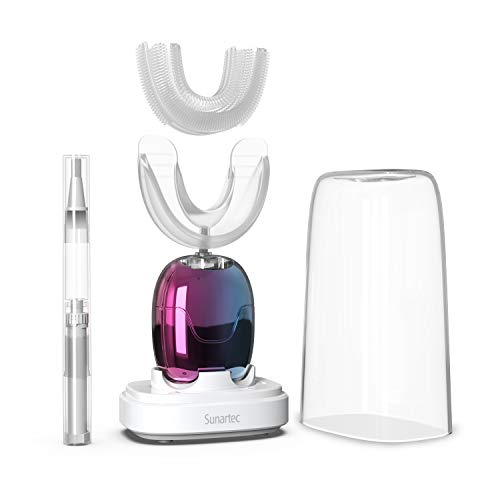 Sunartec 360 Ultrasonic Electric Toothbrush for Adults, Teeth Whitening Kits Teeth Whitening Toothbrushes with 4 Modes Professional Blue Cold LED Light Tooth Whitener Wireless charging (Colorful)