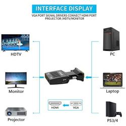 VGA to HDMI Adapter, QGeeM VGA to HDMI Adapter with Audio/1080p Video Output,VGA to HDMI (Male to Female) Converter Dongle adaptador for Monitor,Computer,Laptop,Projector,VGA to HDMI Converter